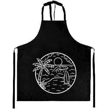 Discover Beach Wave View Sunrise Nature Aprons