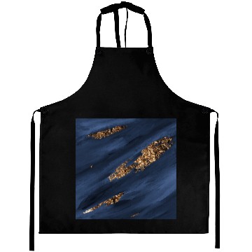 Discover Navy Blue Paint Brushstrokes Gold Foil Aprons