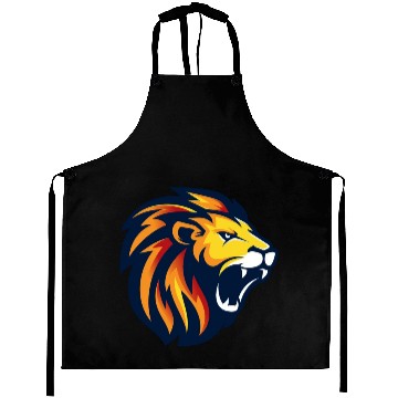 Discover angry lion face Aprons