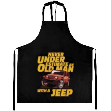 Discover Never Underestimate An Old Man with A Jeep Brown Aprons