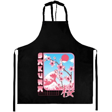 Discover Kanji Characters Style Sakura Japanese Cherry Aprons