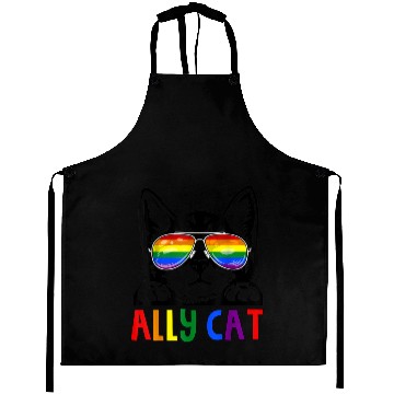Discover Ally Cat LGBT Gay Rainbow Pride Flag Aprons