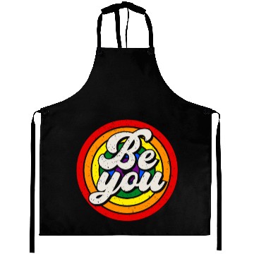 Discover Be You Pride LGBTQ Gay Ally Rainbow Retro Vintage Aprons