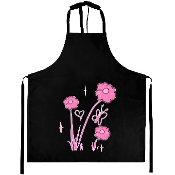 Discover flowers pink butterfly nature heart Aprons