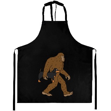 Discover Bigfoot Sasquatch Carrying Dachshund Aprons