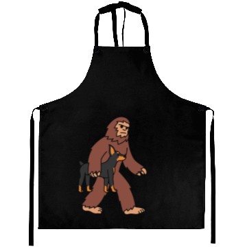 Discover Bigfoot Sasquatch Carrying Doberman Aprons