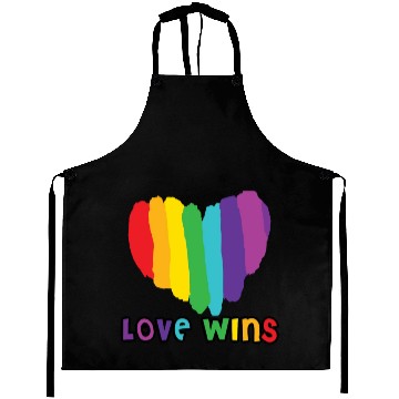 Discover Love wins, pride rainbow heart Aprons