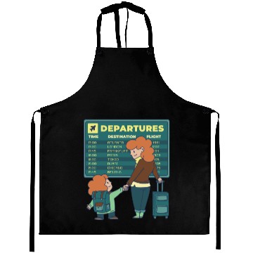 Discover Airport Departures Flight Mom and Son traveling Ai Aprons
