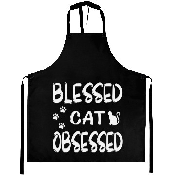 Discover blessed cat obsessed Aprons