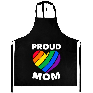 Discover Proud Mom Colorful Heart LGBTQ Rainbow Flag Aprons