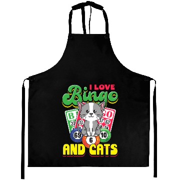 Discover I love bingo and cats - cat saying quote Aprons