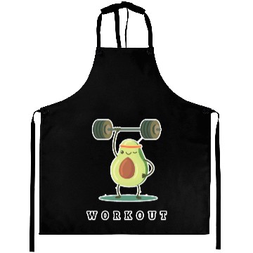 Discover Workout Avocado cartoon Aprons