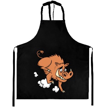 Discover Wild boar animal cartoon running Aprons
