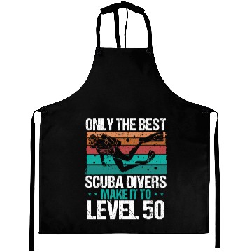Discover Level 50 Year Old Scuba Diver 50th Birthday Diving Aprons
