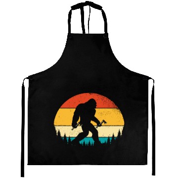 Discover Funny Retro Vintage Style Bigfoot in Throwing Axe Aprons