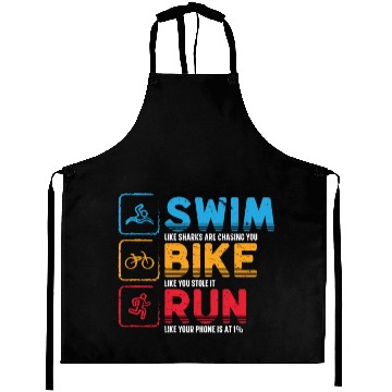Discover Swim Bike Run Triathlon Athlete Swim Run Bike Aprons