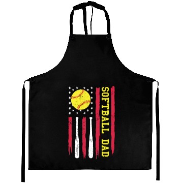 Discover Softball Dad Vintage American Flag Aprons