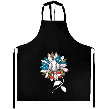 Discover US Leopard Baseball Sunflower Women American Flag Aprons