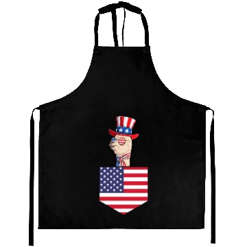 Discover Llama Patriotic Day US Flag Llama Pocket 4th of Aprons