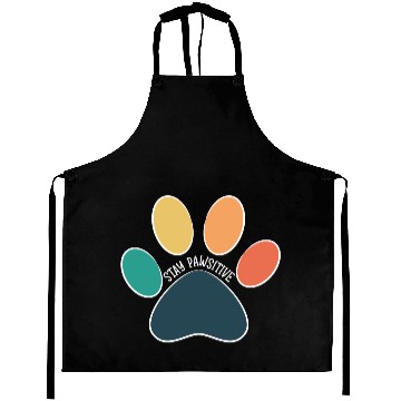 Discover Paw Print Stay Pawsitive Vintage White Text Aprons
