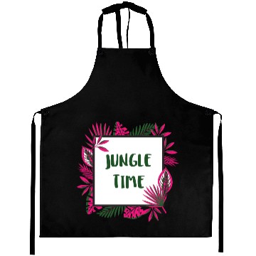 Discover Jungle Time Floral Pink and Forest Aprons