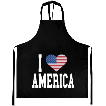 Discover US Flag Proud American I Heart America, I Love Aprons