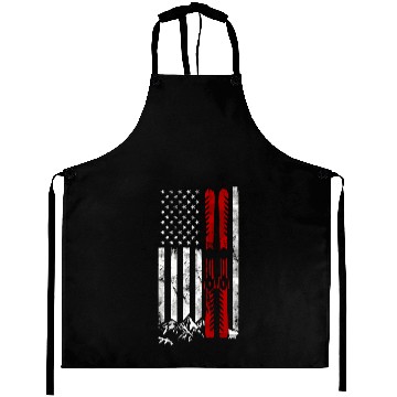 Discover Ski Us American Flag Skiing Aprons