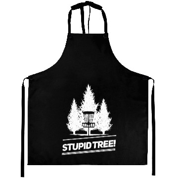 Discover Funny Disc Golf Stupid Tree Distressed Frisbee Aprons