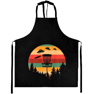 Discover Funny Disc Golf UFO Player Coach Retro Aprons