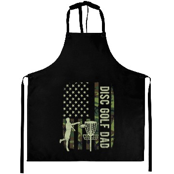 Discover Disc Golf Dad Camouflage American Flag Fathers Day Aprons