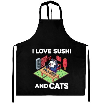 Discover I Love Sushi And Cats, Sushi Lover, Japan, Aprons