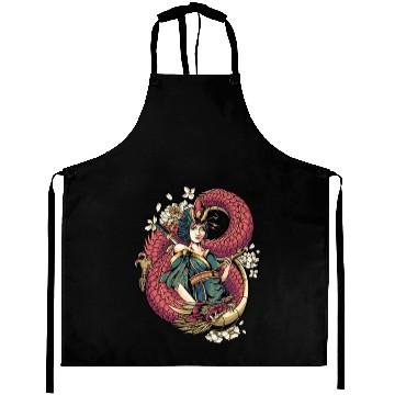 Discover Geisha red dragon Aprons
