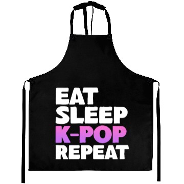 Discover Eat Sleep K-Pop Repeat Aprons