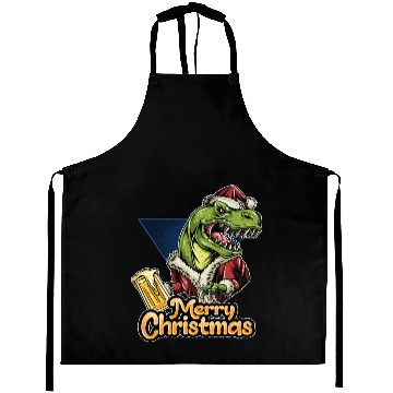 Discover christmas santa claus T-rex dinosaur Aprons