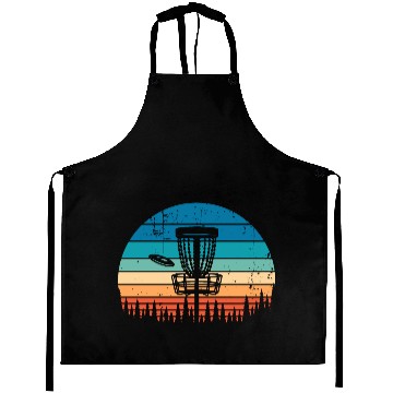 Discover Vintage Disc Golf Retro Distressed Sunset Aprons