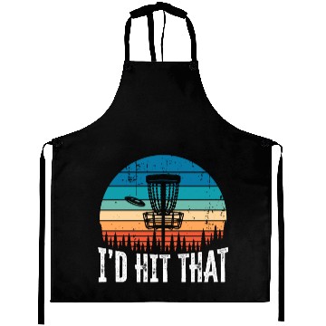Discover I'd Hit that Funny Disc Golf Sunset Gift Aprons