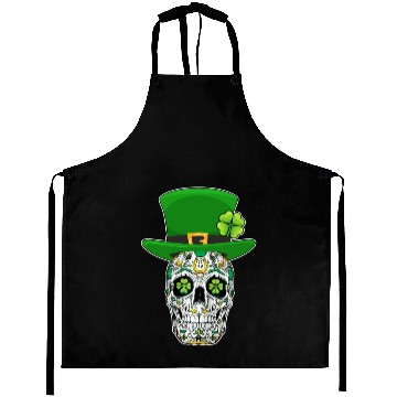Discover Sugar Skull Saint Patrick's Day of Dead Aprons