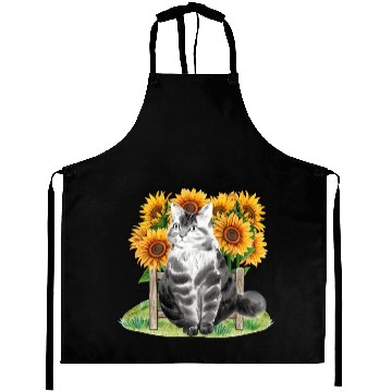 Discover Black Cat With SunFlowers, Gifts For Kitten Lovers Aprons