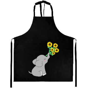 Discover Good Luck elephant holding sunflowers Aprons
