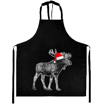 Discover Moose Santa Christmas Canada Alaska Aprons