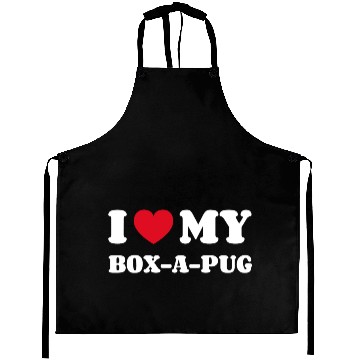 Discover I Love My Box-A-Pug Aprons