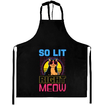 Discover EDM Rave Techno 80s Lit Right Meow Aprons