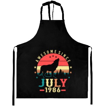 Discover Birthday Greeting For July 1986 Aprons