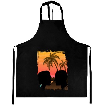 Discover Couple Retro Sunset , Beach, Palm Trees, Vacation Aprons