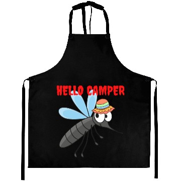 Discover Hello camper | Cute mosquito with a colorful hat Aprons