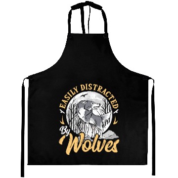Discover Easily Distracted By Wolves Wolf Aprons