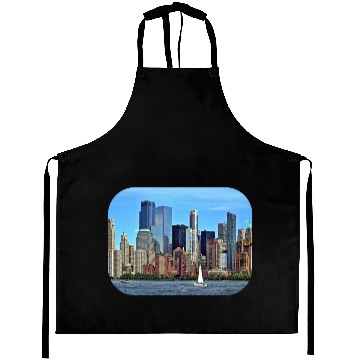 Discover Manhattan NY – Sailboat By Manhattan Skyline Aprons