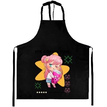 Discover Funny and Cute It's Coffee Time Aprons