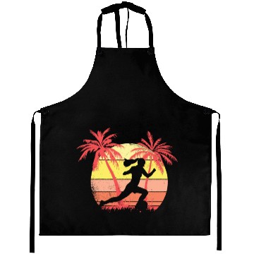 Discover Soccer Girl Running With Ball Summer Sunset 80s Aprons