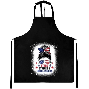 Discover USA Messy Bun Bleached Stars Stripes Equal Rights Aprons